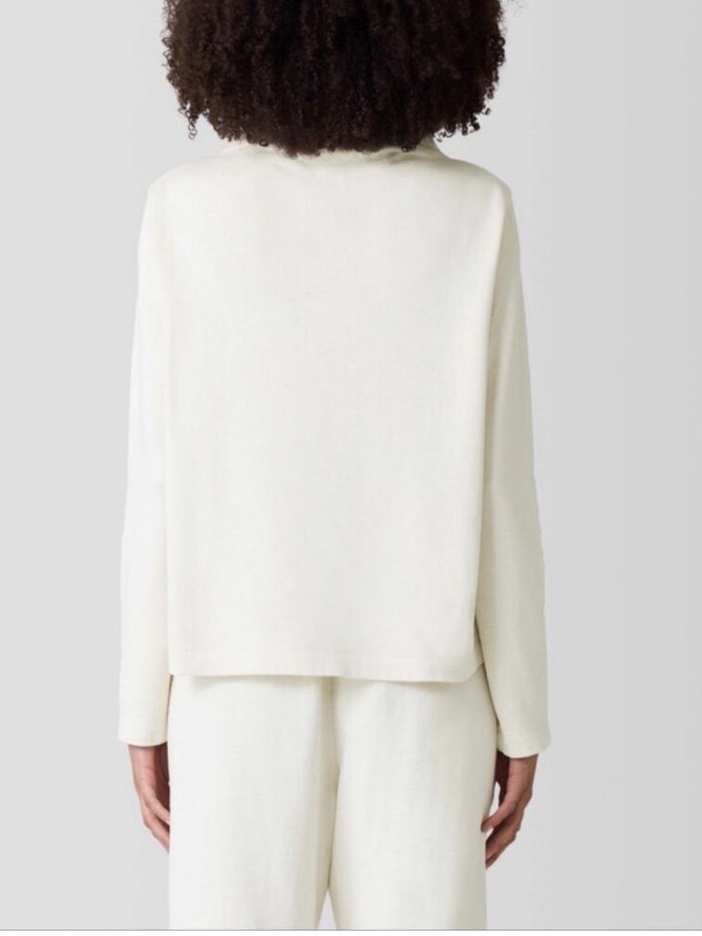 NWOT Eileen Fisher Organic Cotton Bone Funnel Neck Top - Picture 4 of 5